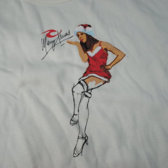 RIP CURL GIRL Vintage Christmas Pin Up Tee - Picture 6 of 10